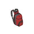 Red and Gray Backpack with Double Shoulder Straps Multiple Pockets and Zipper Closure