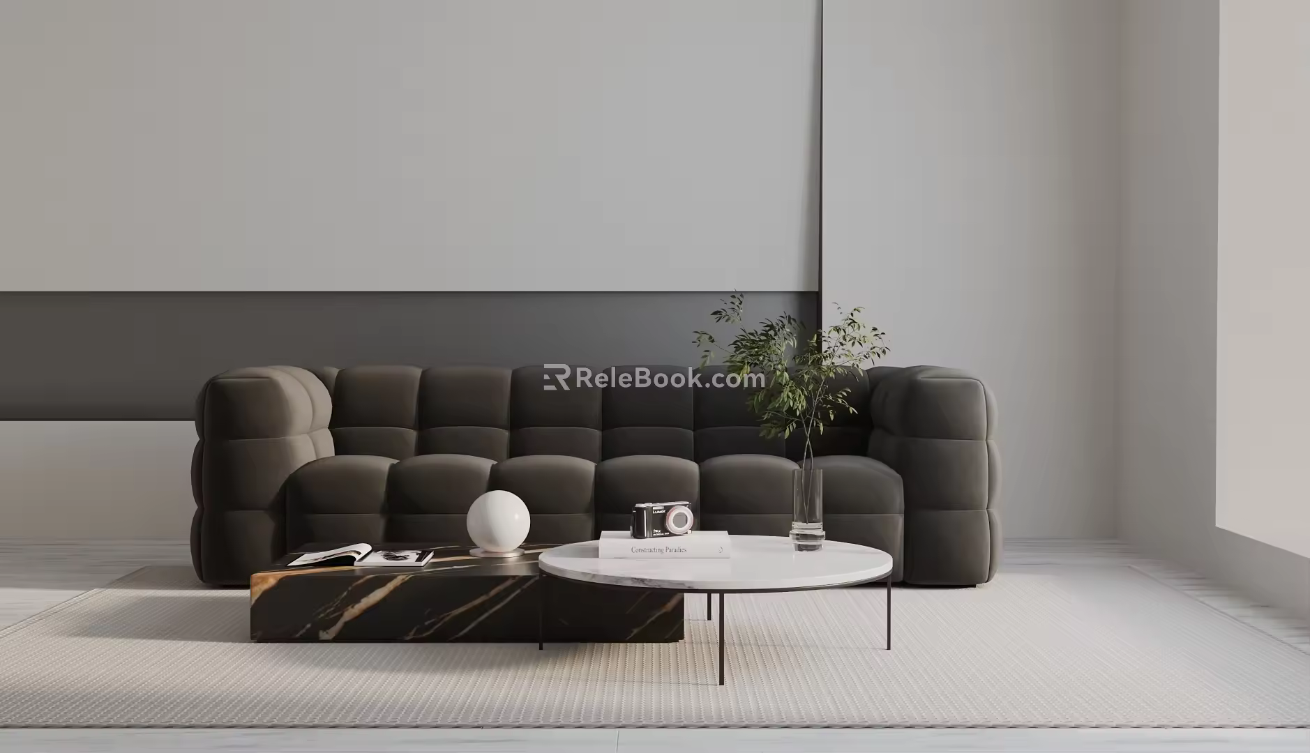 Modern three-seat sofa 3d model
