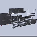 Commercial Stainless Steel Kitchen Appliances With Cooking Stations Shelves And Hoods