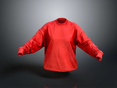 Oversized Red Sweatshirt With Long Sleeves Casual Loose Fit Comfortable Design 3d model