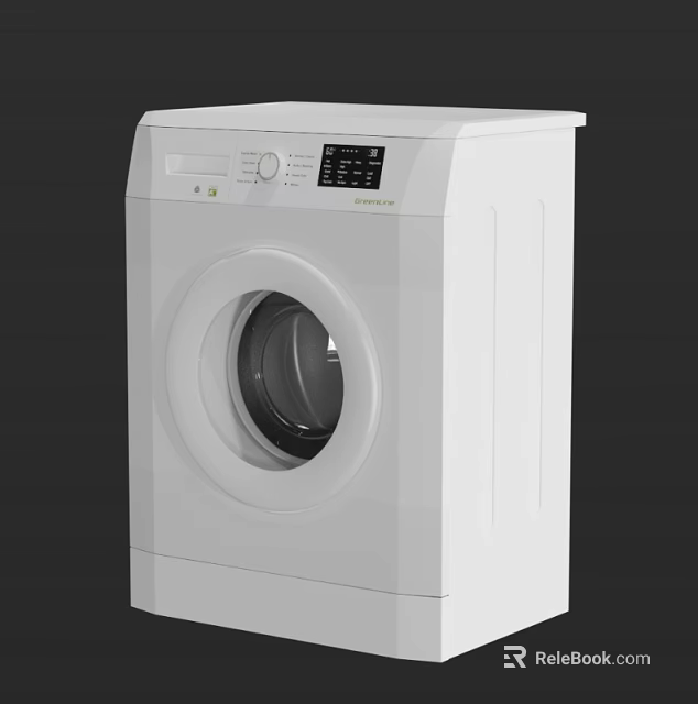 Modern White Front Loading Washing Machine With Digital Control Panel And 3d model