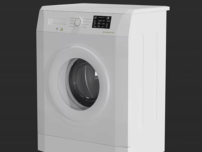 Modern White Front Loading Washing Machine With Digital Control Panel And 3d model
