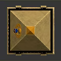 Decorative Dark Wooden Tower Like Architectural Element With Golden Trim And Pointed Top