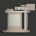 Sleek Circular Control Console With Digital Screen Control Buttons And Smooth Countertop