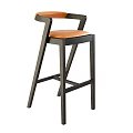 Modern Wooden Bar Stool With Leather Seat And Sleek Tall Frame Design
