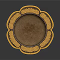 Elegant Decorative Tray With Petal Shaped Edge And Golden Floral Patterns