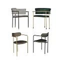 Modern Dining Chairs With Gray Green Velvet Upholstery And Black Gold Metal Frames