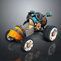 Handcrafted Vintage Car With Wooden Barrel Body Gear Decorations And Large Wheels