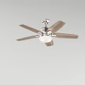 Modern Metallic Ceiling Fan with Light and Wooden Blades for Home Interior
