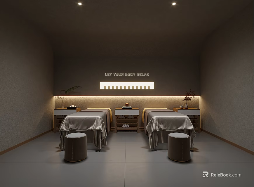 Relaxing SPA Room With Two Massage Beds And Calm Atmosphere 3d model