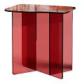 Modern Transparent Coffee Table Set With Geometric Brown Acrylic Structure Design