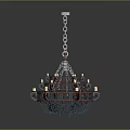 Elegant Candle Shaped Chandelier With Metal Frame And Hanging Chain Design