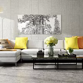 Modern Multiplayer Sofa Coffee Table Combination 3d model