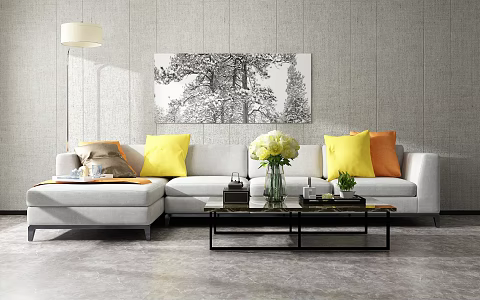 Modern Multiplayer Sofa Coffee Table Combination 3d model