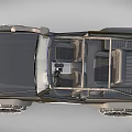 Modified Off Road Vehicle With Open Top Large Tires Red Stripes And Front Grille
