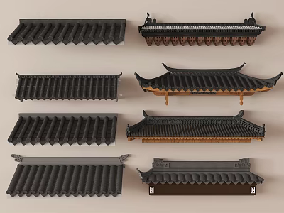 Chinese Traditional Roof Designs With Various Tile Styles And Decorative Eaves 3d model