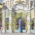 Flower Shelf Courtyard Corridor 3d model