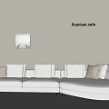 Premium Gray Sectional Multi Person Sofa With Throw Pillows And Light Wall Decorative Painting