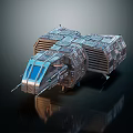 Futuristic Sci Fi Spaceship Model With Metallic Structure And Blue Cockpit 3d model