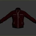Red Casual Long Sleeve Jacket with Stand Up Collar Zipper and Front Pockets