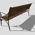Classic Outdoor Wooden Bench with Metal Frame and Armrests for Garden Patio Use