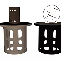 Two Modern Side Tables With Round Top Hollow Base And Decorative Objects 3d model