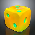 Decorative Yellow Glowing Dice With Green Dots As Home Living Accessory