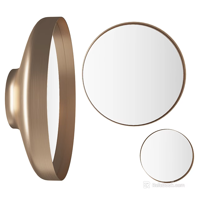 Elegant Modern Round Decorative Mirrors With Gold Frames And Multiple Sizes 3d model