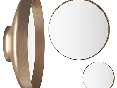 Elegant Modern Round Decorative Mirrors With Gold Frames And Multiple Sizes 3d model