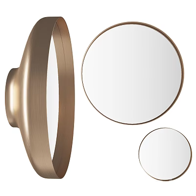 Elegant Modern Round Decorative Mirrors With Gold Frames And Multiple Sizes 3d model
