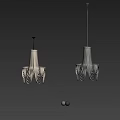 Modern Striped Chandelier In White And Black With Minimalist Interior Mirror Reflection