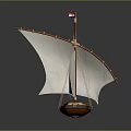 Wooden Sailboat Model With White Sails Dutch Flag And Decorative Display Design