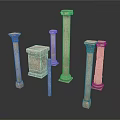 Classical Ancient Stone Columns And Decorative Architectural Pillars With Different Heights And Various Designs 3d model
