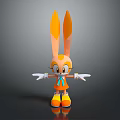 Cartoon Rabbit Character With Long Orange Ears White Gloves Orange Bow Tie And Yellow Shoes