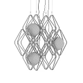 Modern Geometric Chandelier With Diamond Shaped Metal Frames And White Spherical Bulbs