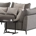 Modern Sectional Sofa With Plush Pillows And Side Tables 3d model