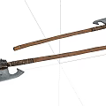 Two Ancient Battle Axes With Wooden Handles And Sharp Metal Blades