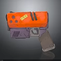 Red And Purple Flux Toy Gun With Holes Striped Details And Label