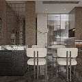 Modern Elegant Living Dining Room Interior Design With Black Sofa Dining Table And Artwork