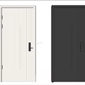 Modern Security Doors With Vertical Striped Design Light And Dark Color Smart Lock Features 3d model