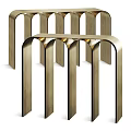 Elegant Modern Brass Console Table With Curved Design And Column Supports 3d model