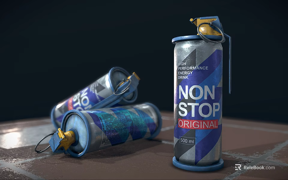 Self Defense Spray With Blue Silver Canister Non Stop Original Label 3d model 