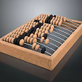 Traditional Wooden Abacus With Black And Brown Beads In Wooden Frame