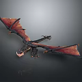 Detailed Mythical Dragon Game Movie Character With Red Brown Wings And Black Body
