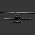 Space Themed Biplane Model With Camouflage Pattern And Cross Symbol On Platform