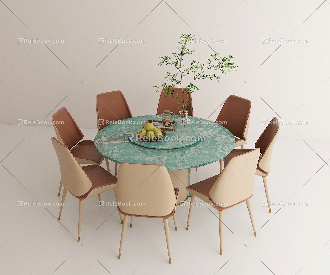 Light Luxury Dining Table and Chair Combination 3d model