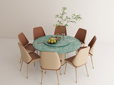 Light Luxury Dining Table and Chair Combination 3d model