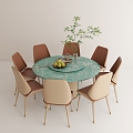 Light Luxury Dining Table and Chair Combination 3d model