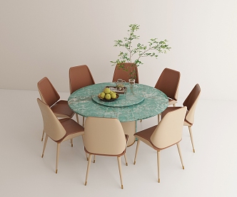 Light Luxury Dining Table and Chair Combination 3d model