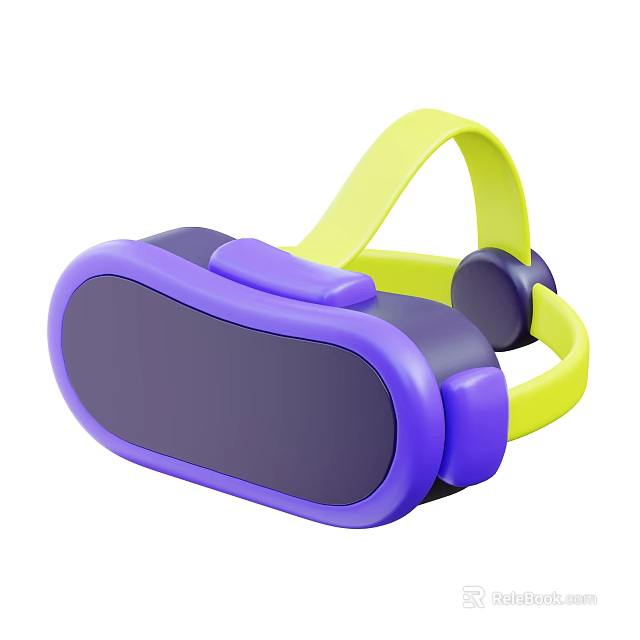 Smart Machine Virtual Reality Headset Featuring Purple And Yellow Design With Ergonomic Headband 3d model 